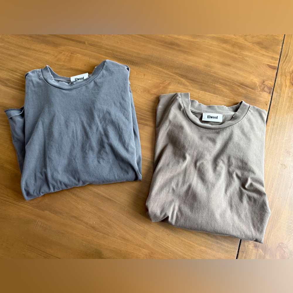 Elwood Classic Crewneck Tee Duo - Slate Blue & Taupe
